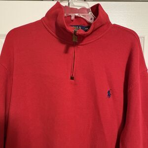 Polo by Ralph Lauren 1/4 Zip Pullover Mens XXL Pony Mock Neck Red Sweater